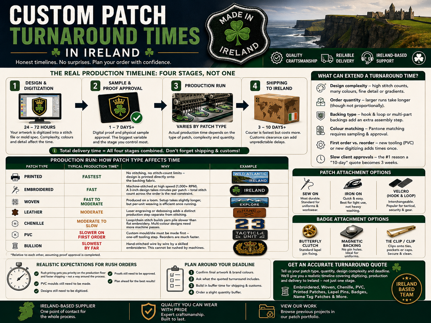 Custom Patch Turnaround Times in Ireland